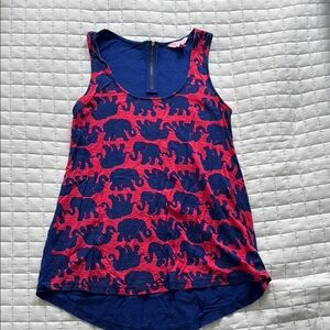 Lilly Pulitzer Red and Blue Elephant Print Tank Top